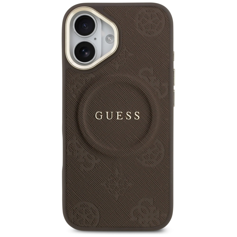 Guess Peony Hot Stamp MagSafe Dėklas, skirtas iPhone 17 - rudas