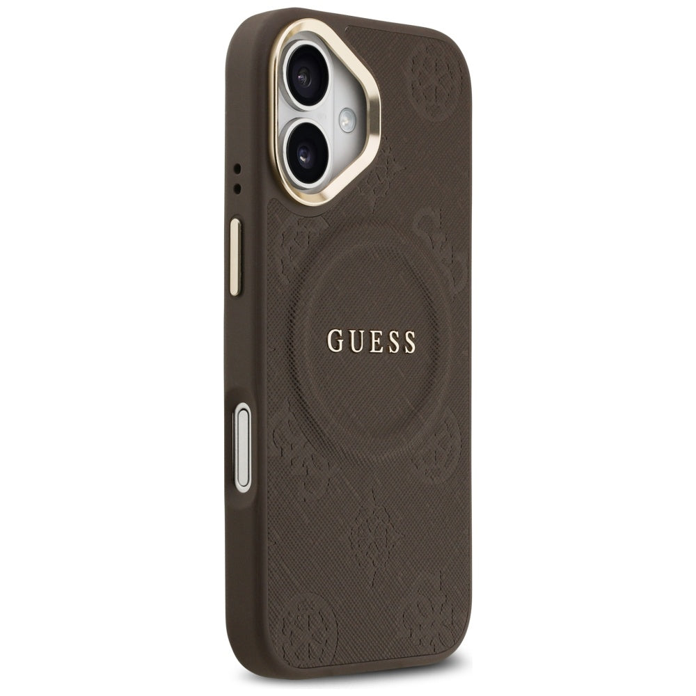 Guess Peony Hot Stamp MagSafe Dėklas, skirtas iPhone 17 - rudas