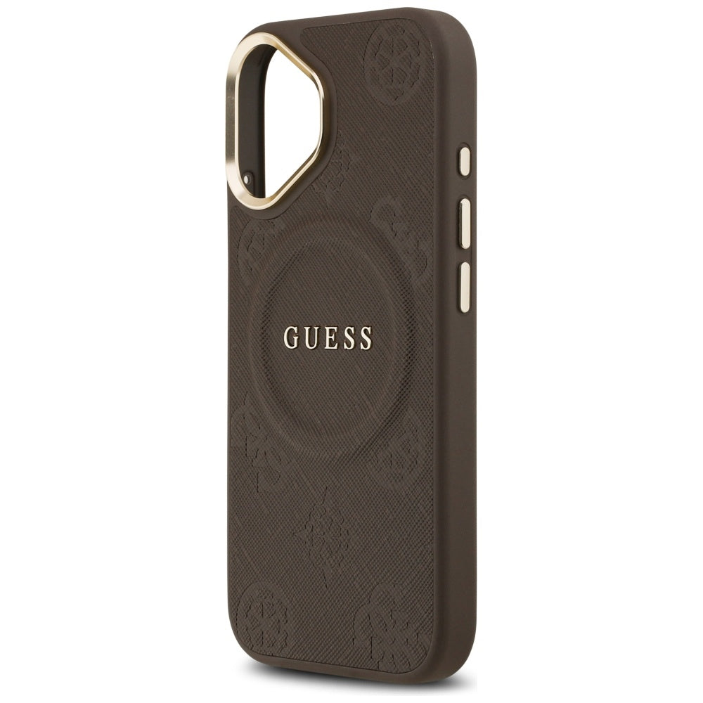 Guess Peony Hot Stamp MagSafe Dėklas, skirtas iPhone 17 - rudas