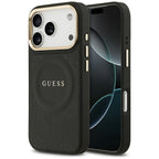 Guess Peony Hot Stamp MagSafe dėklas iPhone 17 Pro - juodas -- iPhone 17 Pro