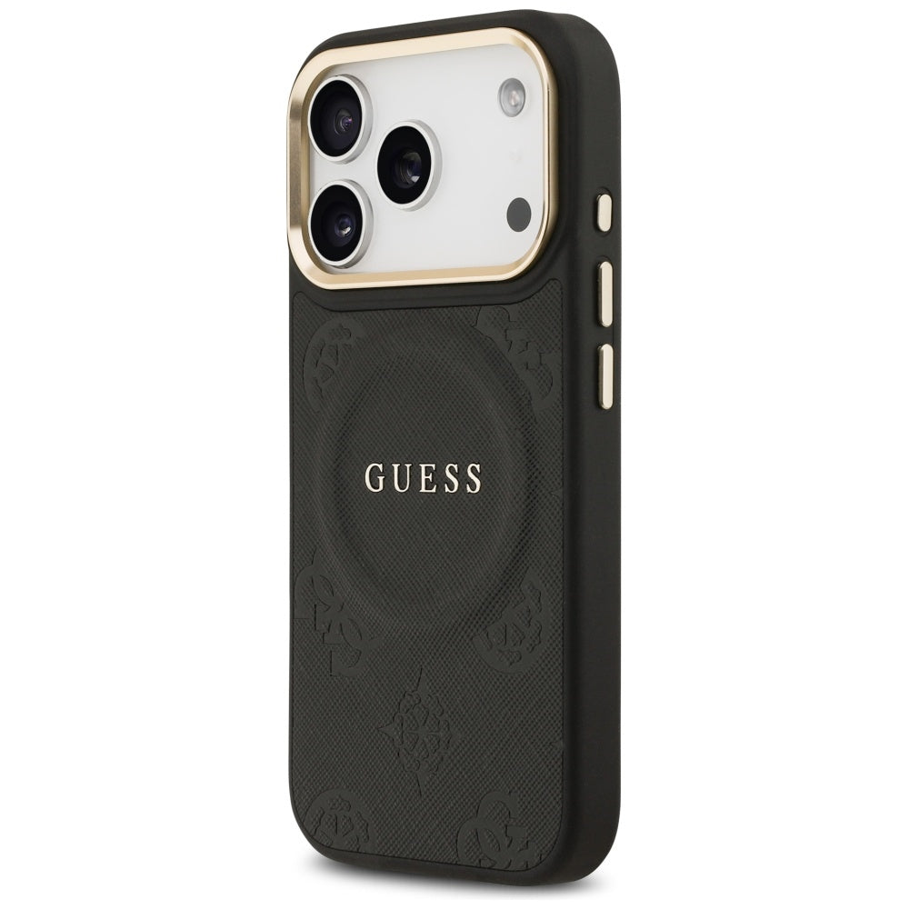Guess Peony Hot Stamp MagSafe dėklas iPhone 17 Pro - juodas -- iPhone 17 Pro