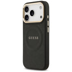 Guess Peony Hot Stamp MagSafe dėklas iPhone 17 Pro - juodas -- iPhone 17 Pro