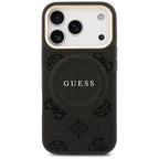 Guess Peony Hot Stamp MagSafe dėklas iPhone 17 Pro - juodas -- iPhone 17 Pro