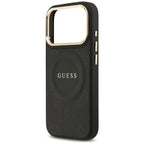 Guess Peony Hot Stamp MagSafe dėklas iPhone 17 Pro - juodas -- iPhone 17 Pro
