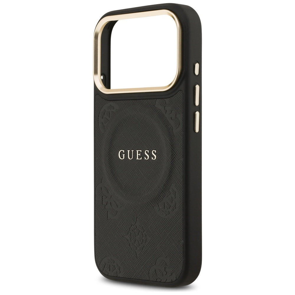 Guess Peony Hot Stamp MagSafe dėklas iPhone 17 Pro - juodas -- iPhone 17 Pro