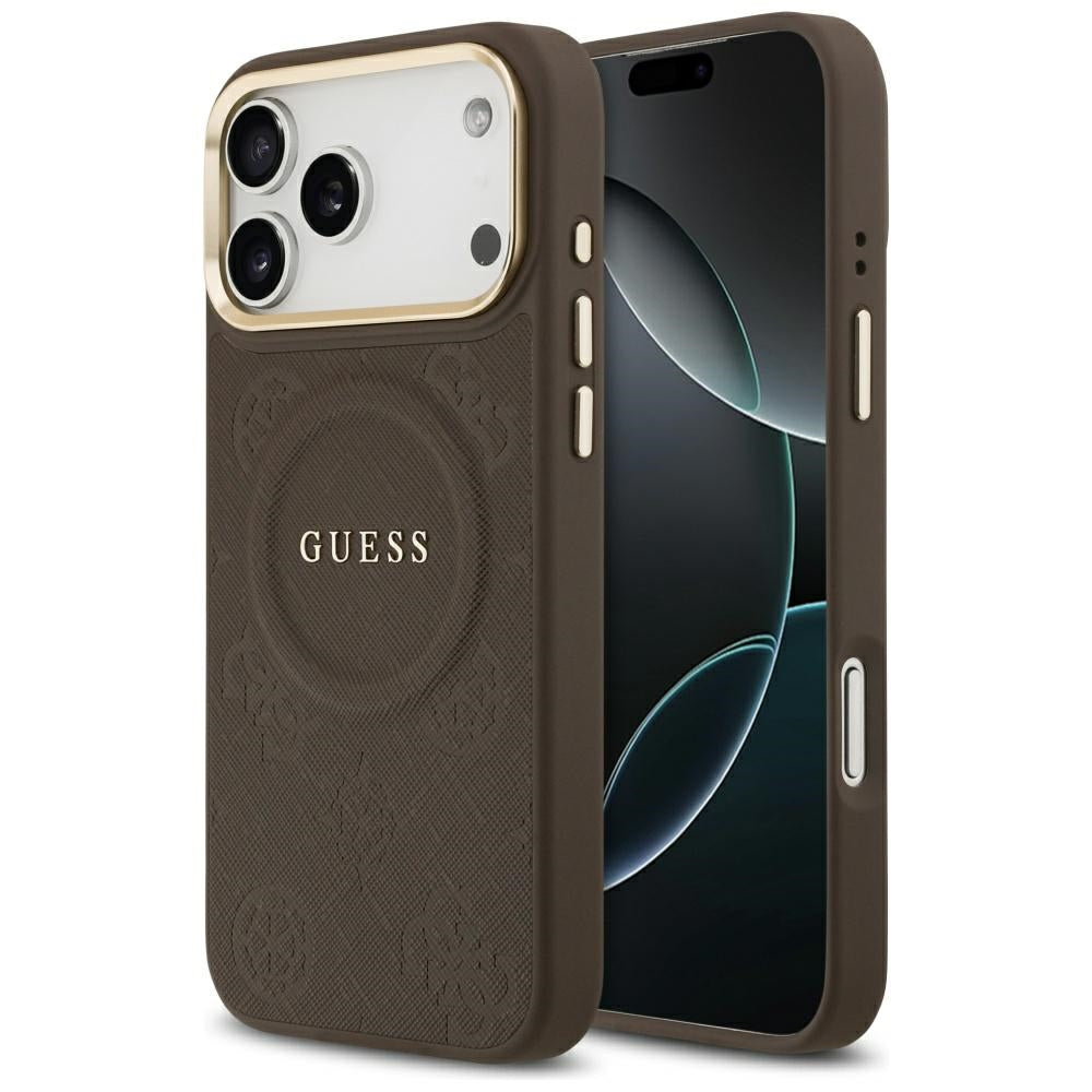Guess Peony Hot Stamp MagSafe dėklas iPhone 17 Pro Max - Rudas -- iPhone 17 Pro Max