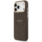 Guess Peony Hot Stamp MagSafe dėklas iPhone 17 Pro Max - Rudas -- iPhone 17 Pro Max