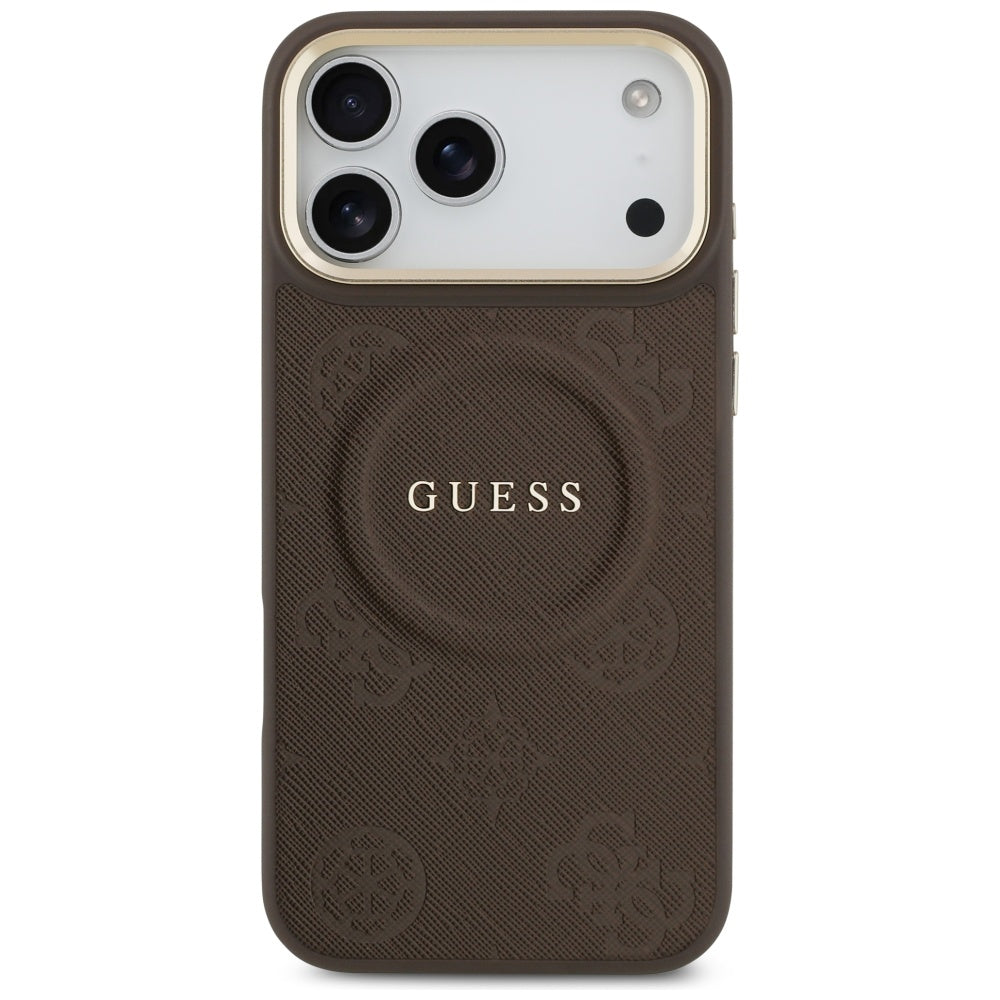 Guess Peony Hot Stamp MagSafe dėklas iPhone 17 Pro Max - Rudas -- iPhone 17 Pro Max
