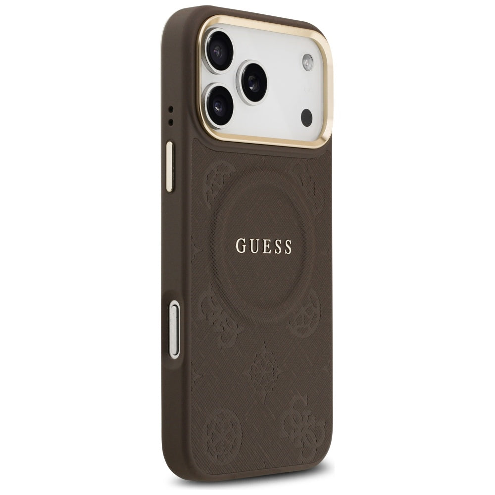 Guess Peony Hot Stamp MagSafe dėklas iPhone 17 Pro Max - Rudas -- iPhone 17 Pro Max
