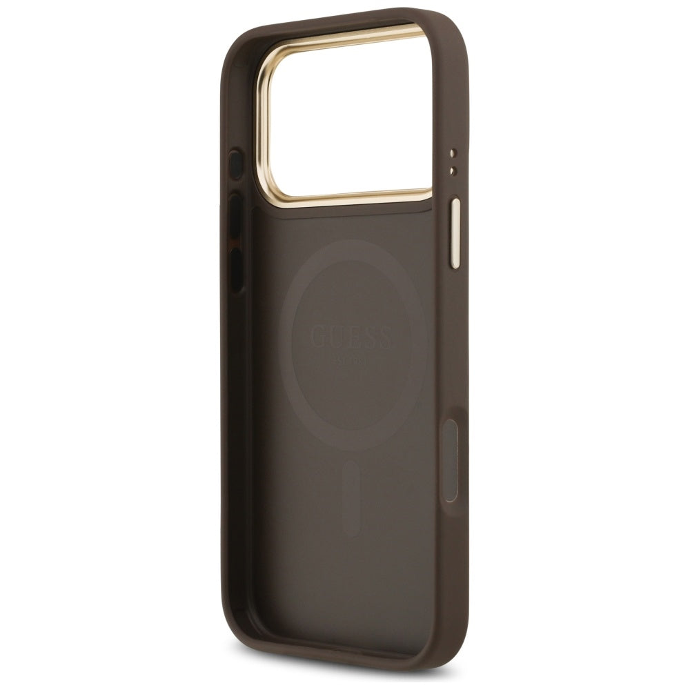 Guess Peony Hot Stamp MagSafe dėklas iPhone 17 Pro Max - Rudas -- iPhone 17 Pro Max