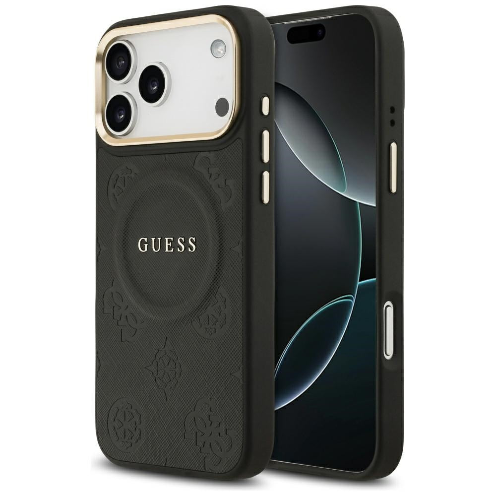 Guess Peony Hot Stamp MagSafe dėklas iPhone 17 Pro Max - Juodas -- iPhone 17 Pro Max