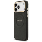 Guess Peony Hot Stamp MagSafe dėklas iPhone 17 Pro Max - Juodas -- iPhone 17 Pro Max