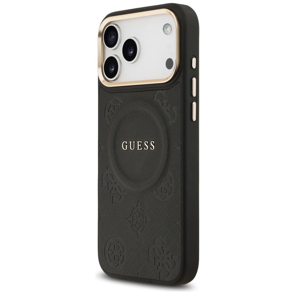 Guess Peony Hot Stamp MagSafe dėklas iPhone 17 Pro Max - Juodas -- iPhone 17 Pro Max
