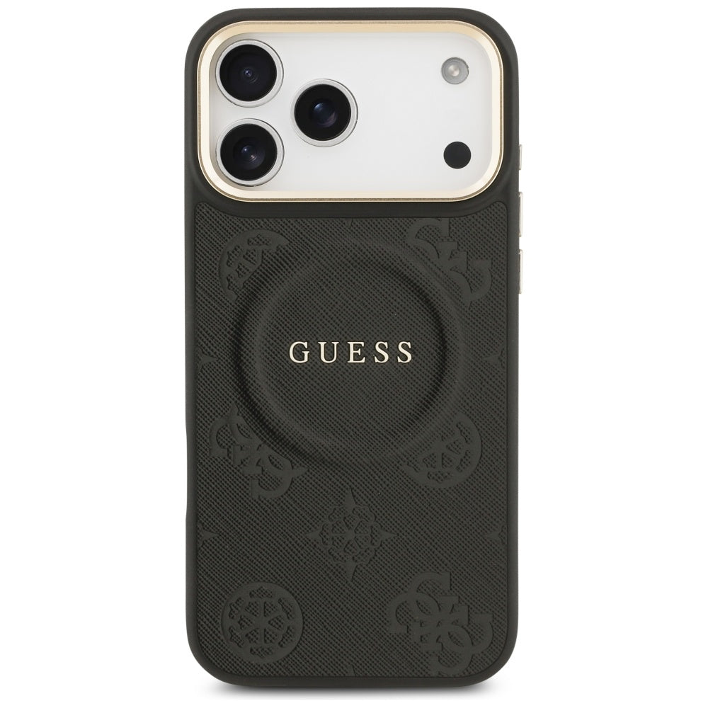 Guess Peony Hot Stamp MagSafe dėklas iPhone 17 Pro Max - Juodas -- iPhone 17 Pro Max