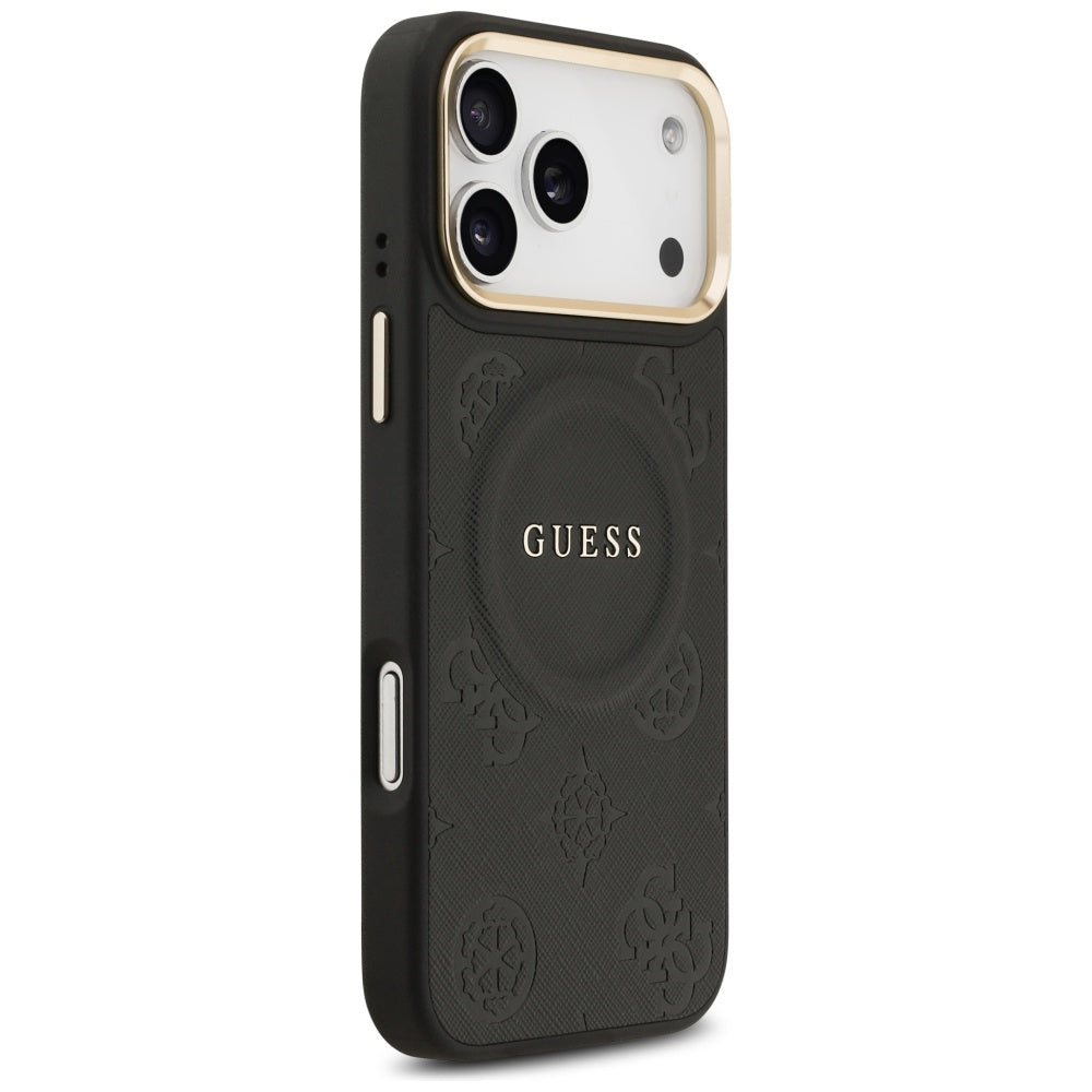Guess Peony Hot Stamp MagSafe dėklas iPhone 17 Pro Max - Juodas -- iPhone 17 Pro Max