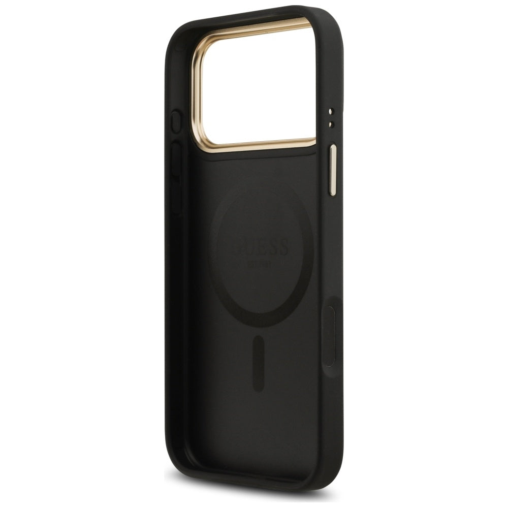 Guess Peony Hot Stamp MagSafe dėklas iPhone 17 Pro Max - Juodas -- iPhone 17 Pro Max
