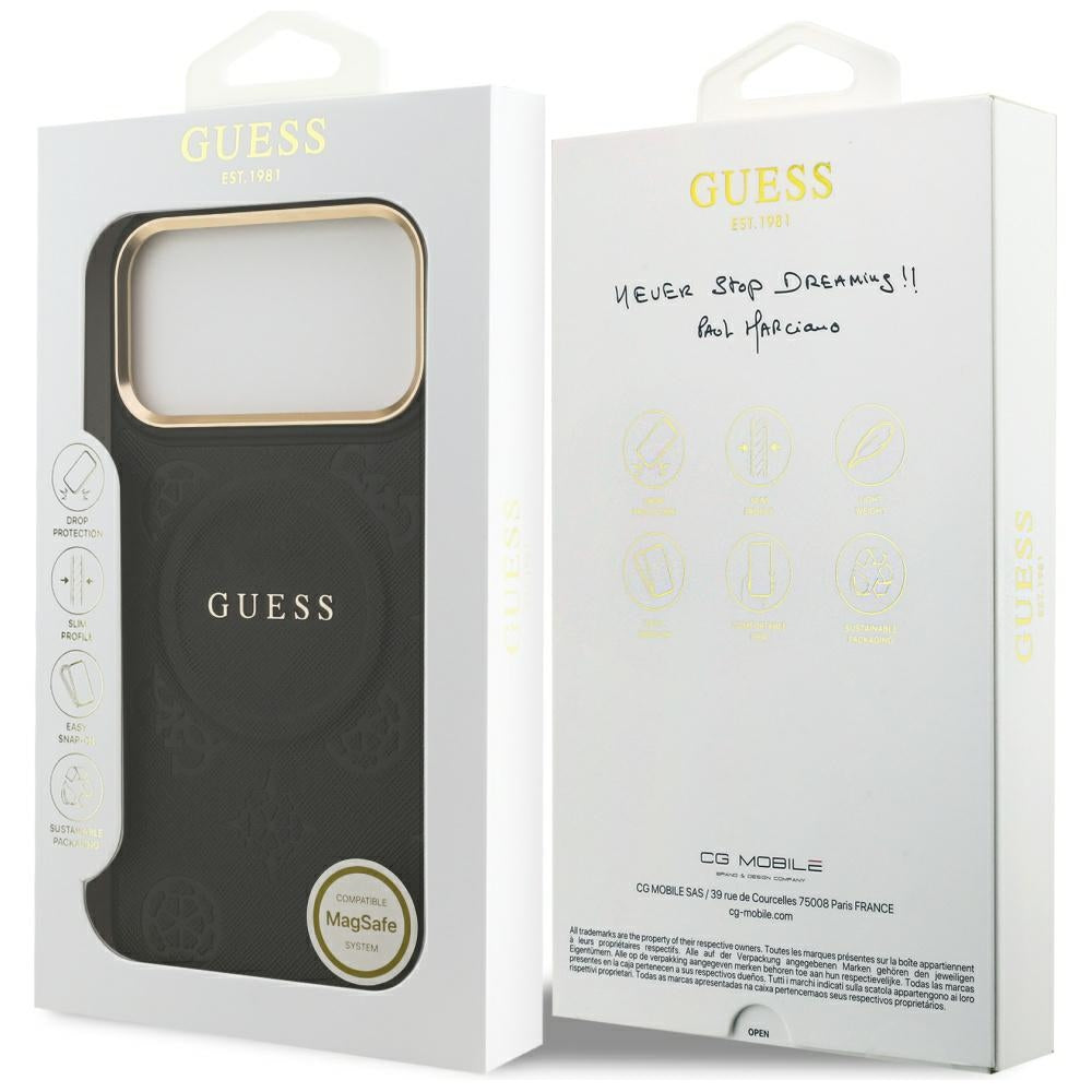 Guess Peony Hot Stamp MagSafe dėklas iPhone 17 Pro Max - Juodas -- iPhone 17 Pro Max