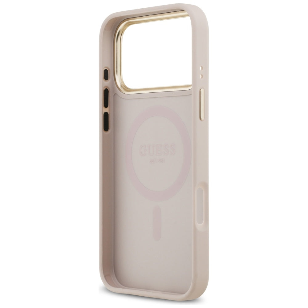 Guess Peony Hot Stamp MagSafe dėklas iPhone 17 Pro Max - rožinis -- iPhone 17 Pro Max