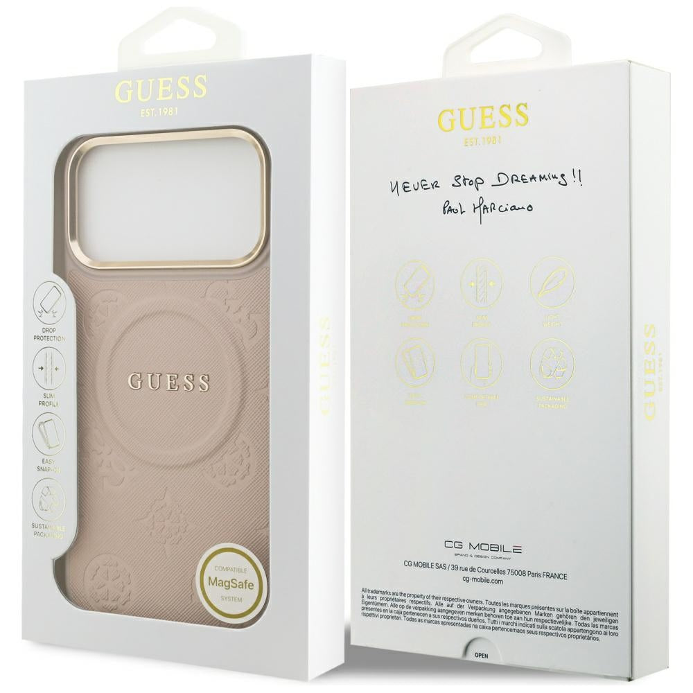 Guess Peony Hot Stamp MagSafe dėklas iPhone 17 Pro Max - rožinis -- iPhone 17 Pro Max