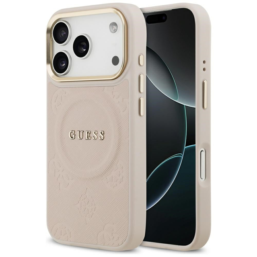 Guess Peony Hot Stamp MagSafe dėklas iPhone 17 Pro - rožinis -- iPhone 17 Pro