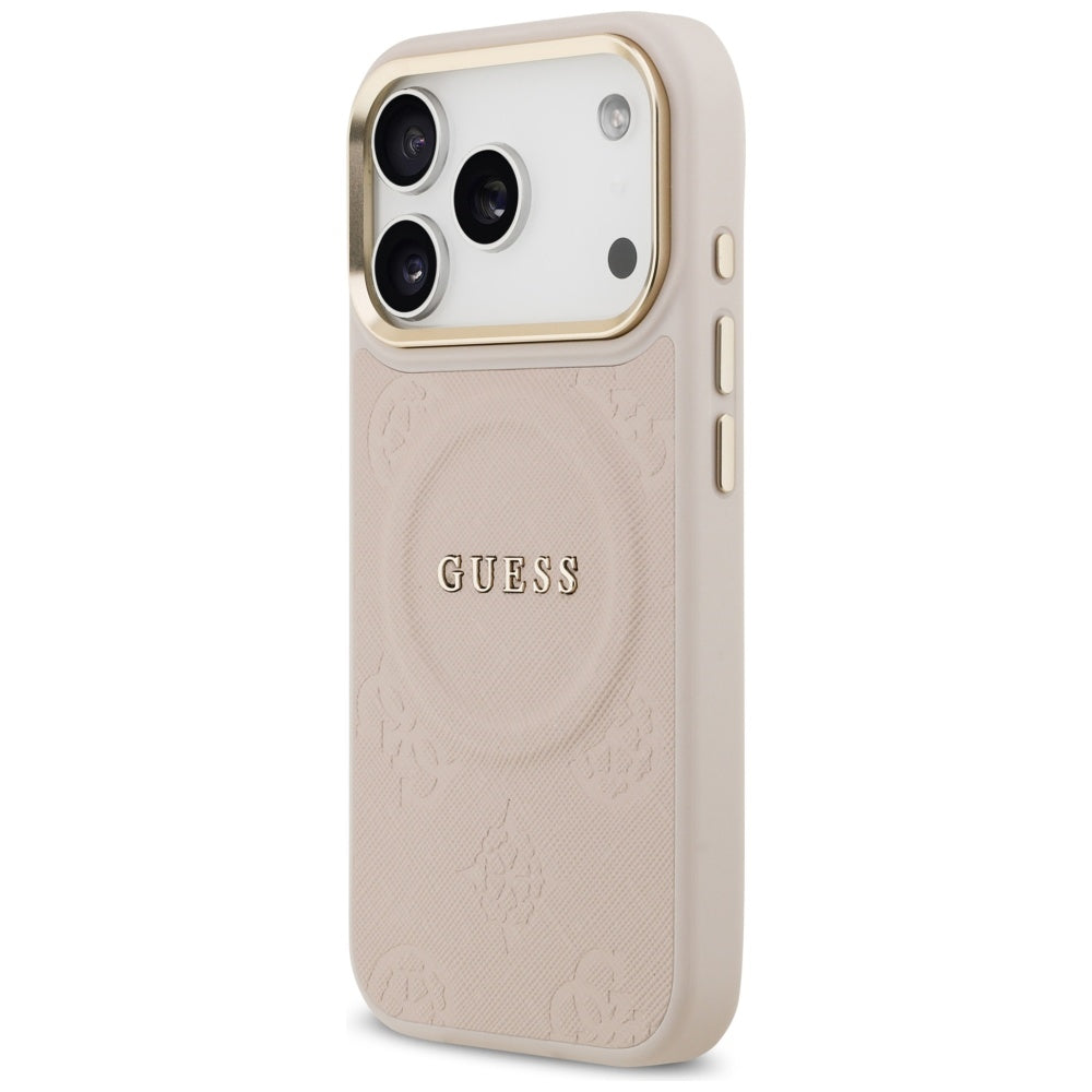 Guess Peony Hot Stamp MagSafe dėklas iPhone 17 Pro - rožinis -- iPhone 17 Pro