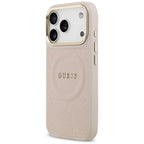 Guess Peony Hot Stamp MagSafe dėklas iPhone 17 Pro - rožinis -- iPhone 17 Pro