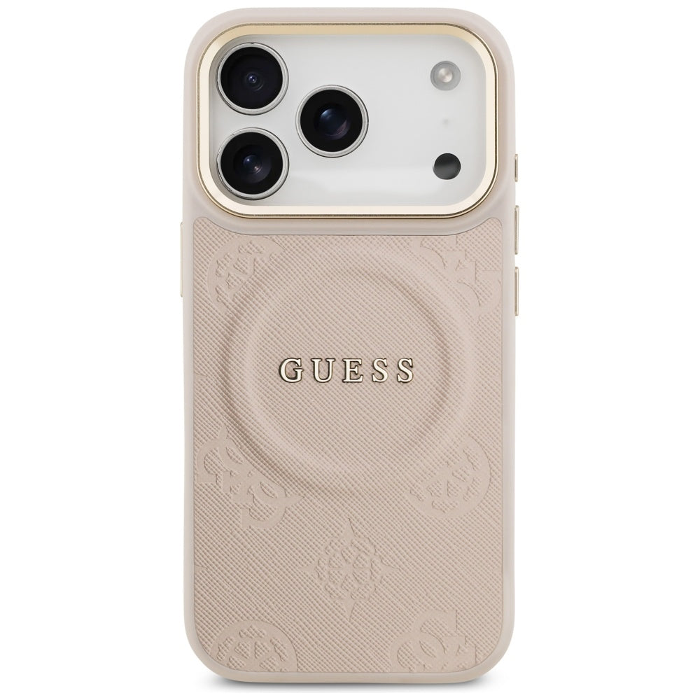 Guess Peony Hot Stamp MagSafe dėklas iPhone 17 Pro - rožinis -- iPhone 17 Pro
