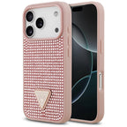 Guess Rhinestone Triangle Logo iPhone 17 Pro dėklas - rausvas -- iPhone 17 Pro