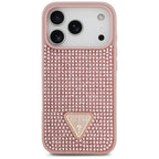 Guess Rhinestone Triangle Logo iPhone 17 Pro dėklas - rausvas -- iPhone 17 Pro