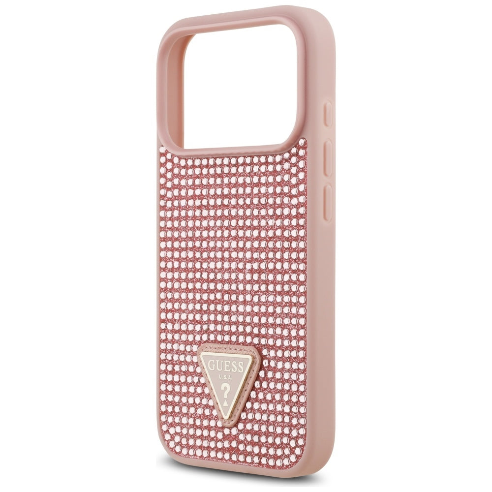 Guess Rhinestone Triangle Logo iPhone 17 Pro dėklas - rausvas -- iPhone 17 Pro
