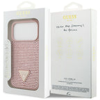 Guess Rhinestone Triangle Logo iPhone 17 Pro dėklas - rausvas -- iPhone 17 Pro