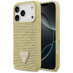 Guess Rhinestone Triangle Logo iPhone 17 Pro dėklas - Auksinė -- iPhone 17 Pro