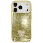 Guess Rhinestone Triangle Logo iPhone 17 Pro dėklas - Auksinė -- iPhone 17 Pro