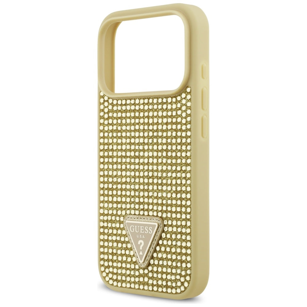 Guess Rhinestone Triangle Logo iPhone 17 Pro dėklas - Auksinė -- iPhone 17 Pro