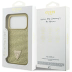 Guess Rhinestone Triangle Logo iPhone 17 Pro dėklas - Auksinė -- iPhone 17 Pro