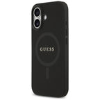 Guess Saffiano Classic Logo MagSafe dėklas iPhone 17 - juodas