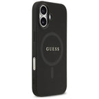 Guess Saffiano Classic Logo MagSafe dėklas iPhone 17 - juodas
