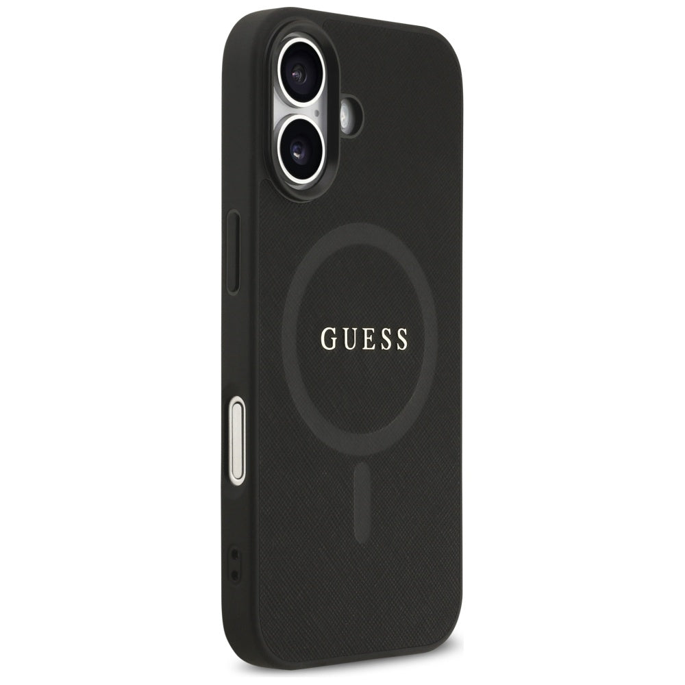 Guess Saffiano Classic Logo MagSafe dėklas iPhone 17 - juodas