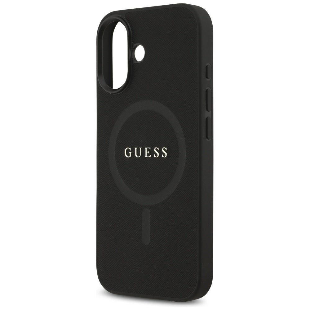 Guess Saffiano Classic Logo MagSafe dėklas iPhone 17 - juodas
