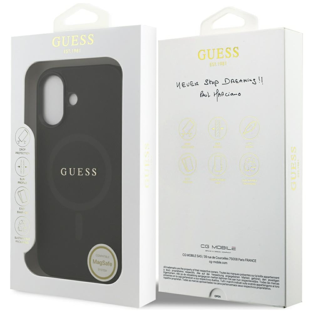Guess Saffiano Classic Logo MagSafe dėklas iPhone 17 - juodas