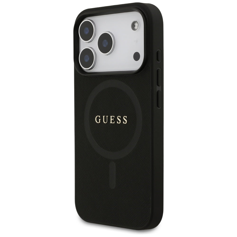 Guess Saffiano Classic Logo MagSafe dėklas iPhone 17 Pro - Juodas -- iPhone 17 Pro