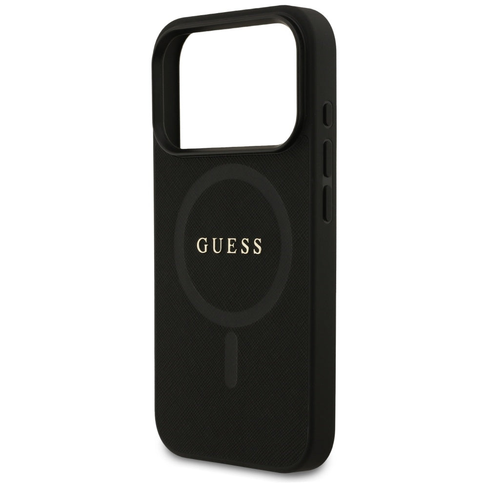 Guess Saffiano Classic Logo MagSafe dėklas iPhone 17 Pro - Juodas -- iPhone 17 Pro
