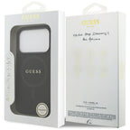 Guess Saffiano Classic Logo MagSafe dėklas iPhone 17 Pro - Juodas -- iPhone 17 Pro