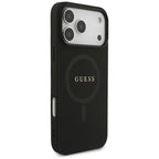 Guess Saffiano Classic Logo MagSafe dėklas iPhone 17 Pro Max - juodas -- iPhone 17 Pro Max