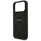 Guess Saffiano Classic Logo MagSafe dėklas iPhone 17 Pro Max - juodas -- iPhone 17 Pro Max