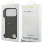 Guess Saffiano Classic Logo MagSafe dėklas iPhone 17 Pro Max - juodas -- iPhone 17 Pro Max