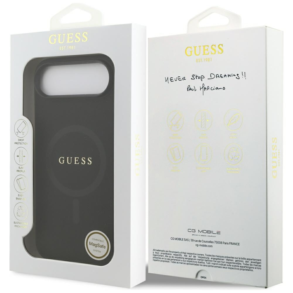 Guess Saffiano Classic Logo MagSafe dėklas iPhone Air - juodas -- iPhone Air