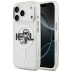 Karl Lagerfeld IML Glitter Karl & Choupette Sketch Logo MagSafe Dėklas iPhone 17 Pro - Skaidrus -- iPhone 17 Pro