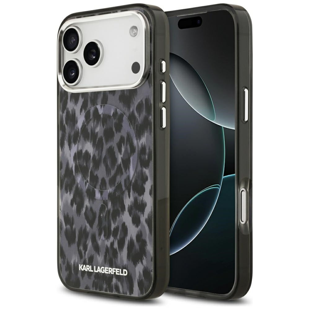 Karl Lagerfeld IML Leopard Pattern MagSafe dėklas iPhone 17 Pro Max - Juodas -- iPhone 17 Pro Max