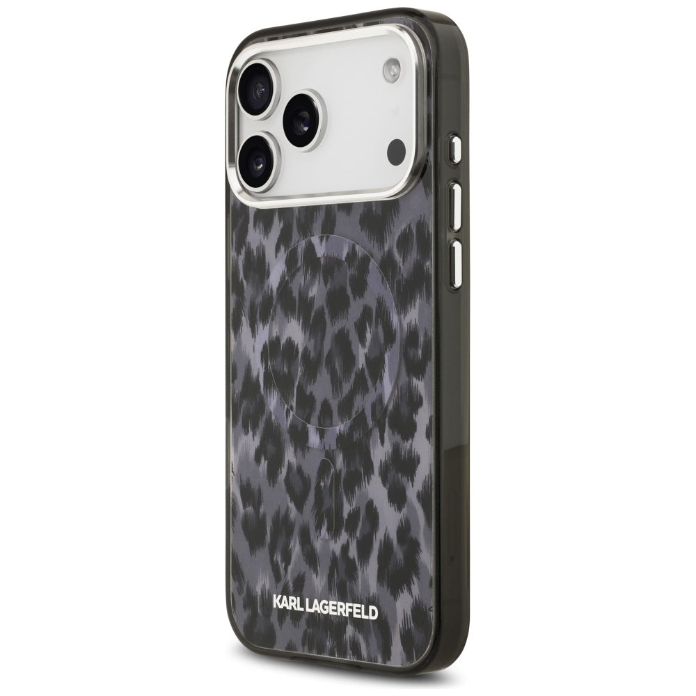 Karl Lagerfeld IML Leopard Pattern MagSafe dėklas iPhone 17 Pro Max - Juodas -- iPhone 17 Pro Max
